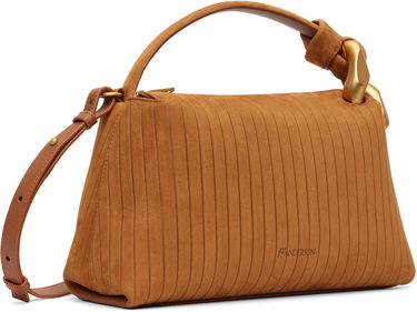 Olkalaukku JW Anderson The JWA Corner Pleated Suede Shoulder Bag with Sculptural Chain Handle Ruskea | HB0755-LA0375, 1