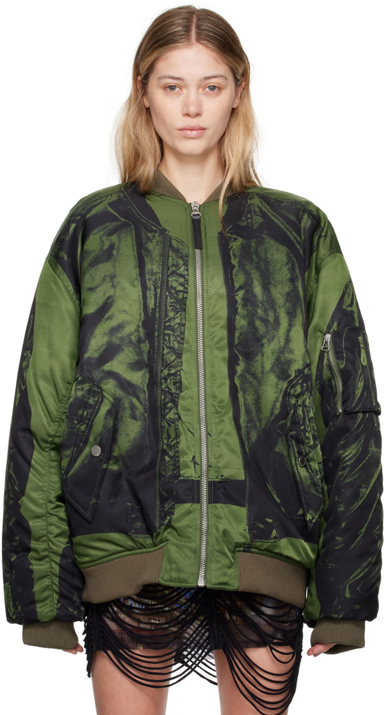 Bomber-takki Jean Paul Gaultier Jean Paul Gaultier Trompe L'œil Print Bomber Jacket Vihreä | 24/30-F-BL046-C538-4100