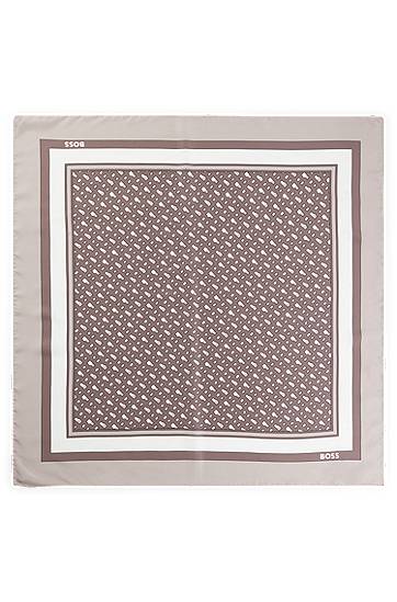 Huivi BOSS BOSS Printed Silk Twill Scarf Beige | 50536118
