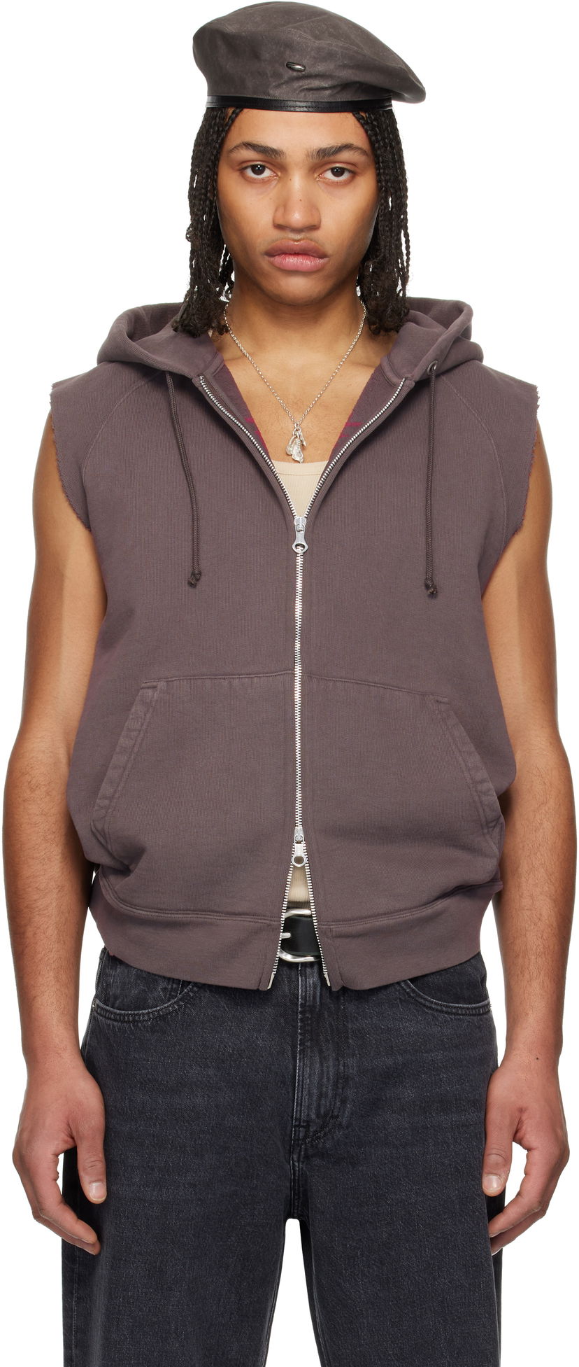 Huppari OUR LEGACY Our Legacy Motor Sleeveless Zip-Up Hoodie Violetti | M2256MF