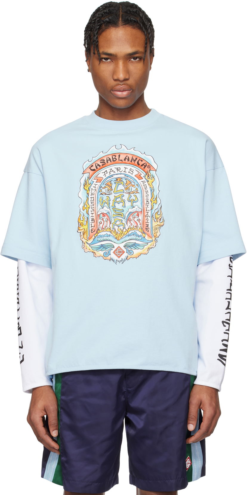 T-paita Casablanca Casablanca 'Casa Way' Skate Double Layer T-Shirt Sininen | MS25-JTP-348-01