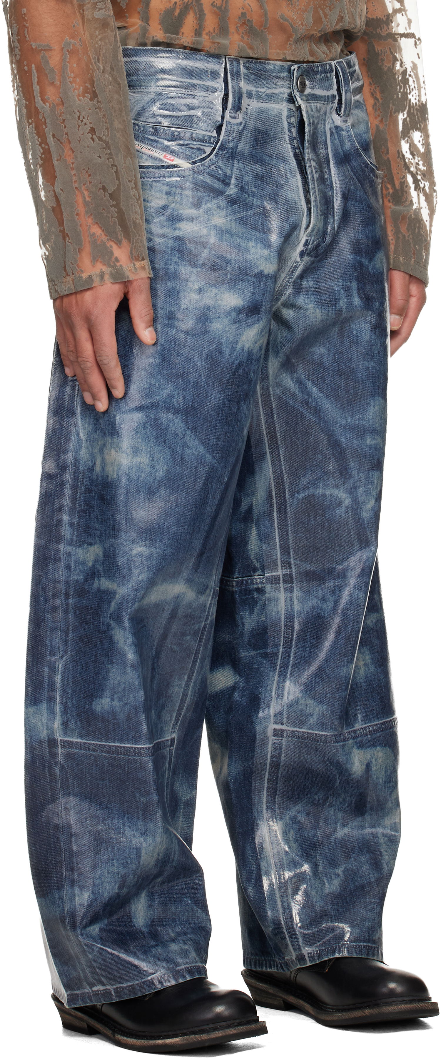 Jeans Diesel 1997 D-Enim-M-Uc-Fsh Wide-Leg Coated Jeans Sininen | A21596-007CU-01, 1