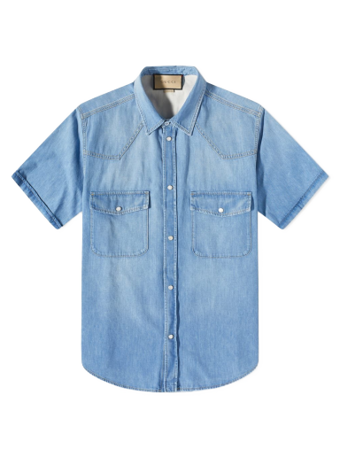 Paita Gucci Short Sleeve Denim Shirt Sininen | 729938-XDCC2-4447