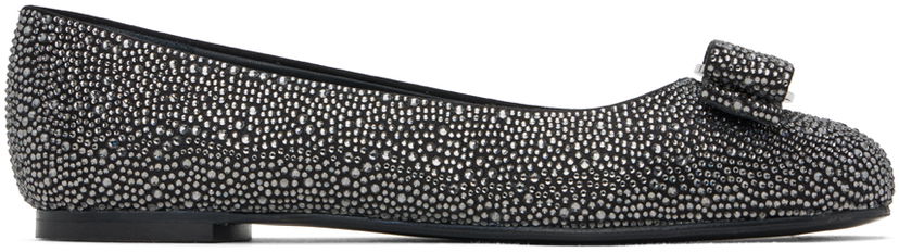 Kengänhoito FERRAGAMO Salvatore Ferragamo Varina Crystal Embellished Ballerina Flats Musta | 01H714 - 771895