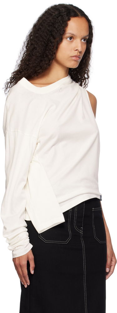 Tankkitoppi Courrèges Courrèges Asymmetric Off Shoulder T-Shirt Valkoinen | 424JTS154JS0175, 3