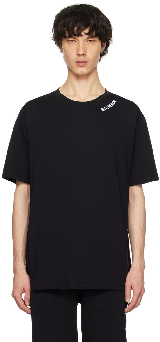 T-paita Balmain Embroidered T-Shirt Musta | CH1EG000BC62