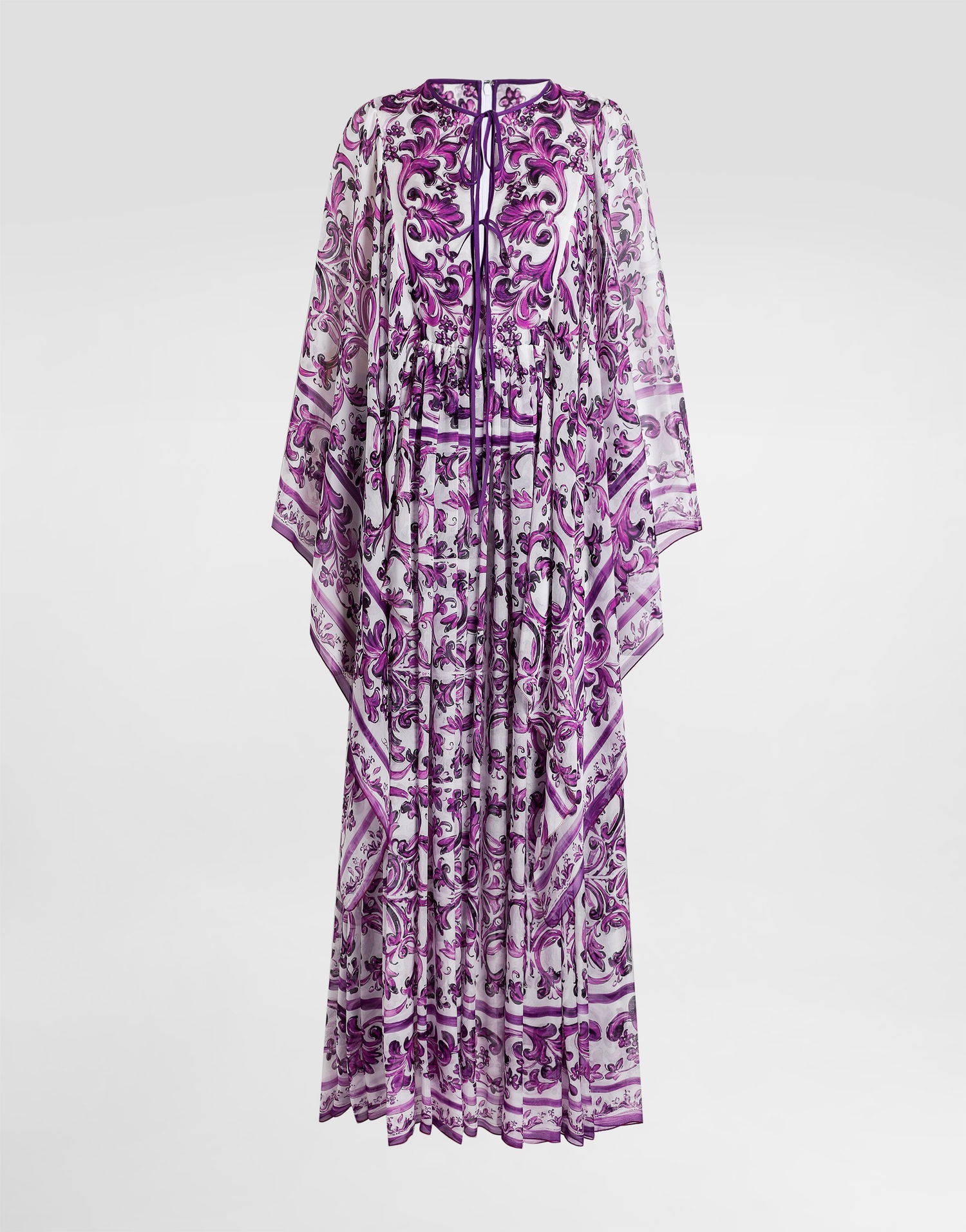 Mekko Dolce & Gabbana Dolce & Gabbana Majolica-Print Chiffon Kaftan Dress Violetti | F6TZETHI1ZOHD5DQ, 0