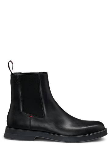 Vaatteet BOSS Leather Chelsea Boots with Stacked Logo Musta | 50548489, 1