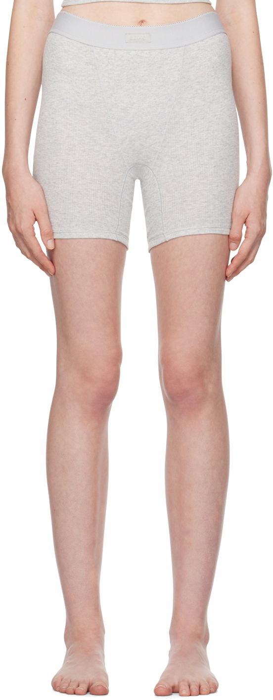 Shortsit SKIMS Rib Boxer Boy Shorts Harmaa | BX-BOX-6248W
