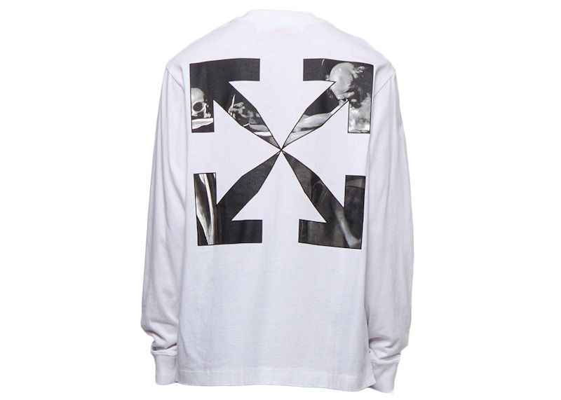 T-paita Off-White Caravaggio Arrow Skate L/S Tee White Valkoinen | OMAB064C99JER0030110