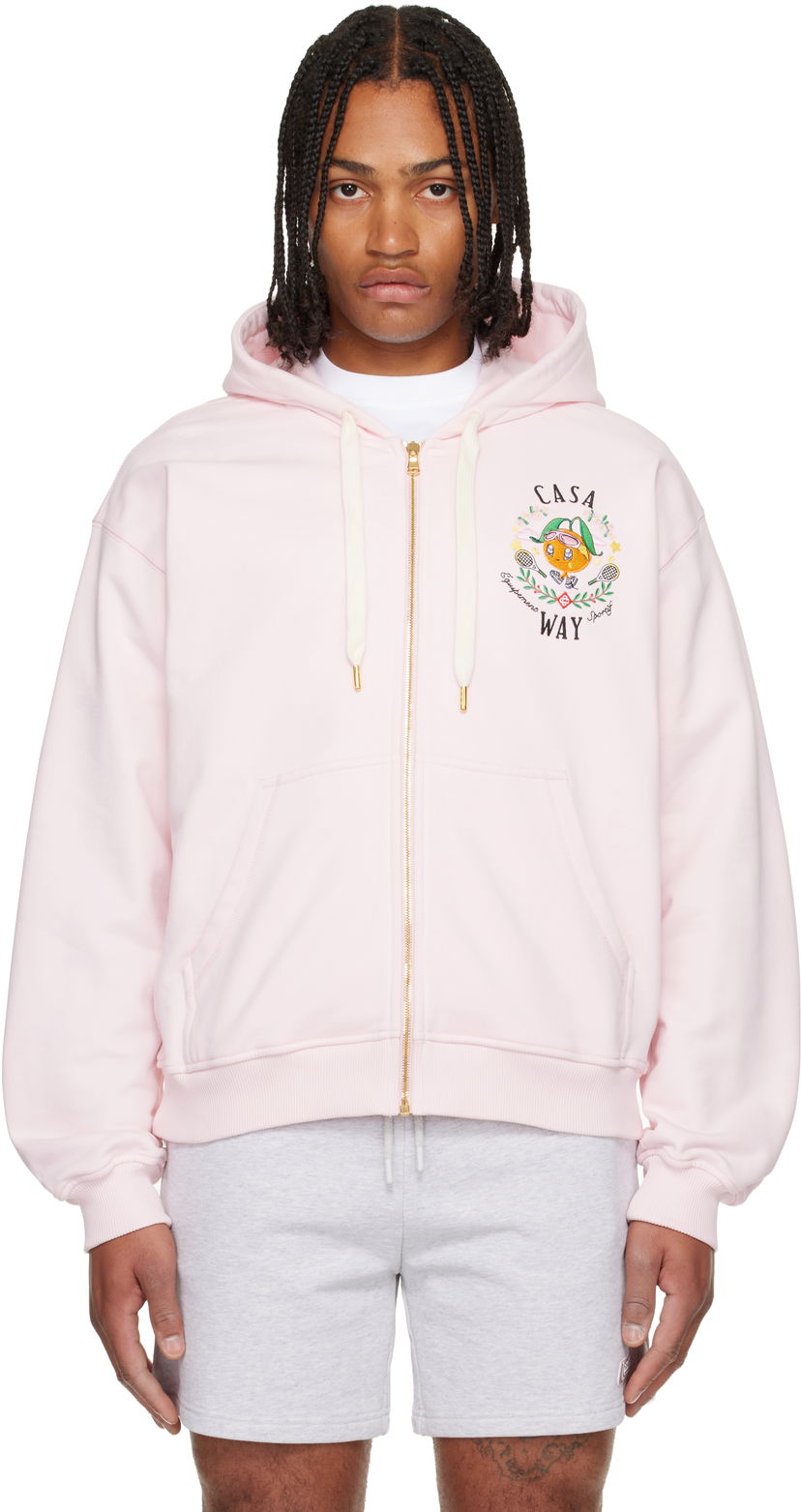 Huppari Casablanca 'Casa Way' Orange Mascot Zip Hoodie Vaaleanpunainen | M-AW25-JTP-408-05