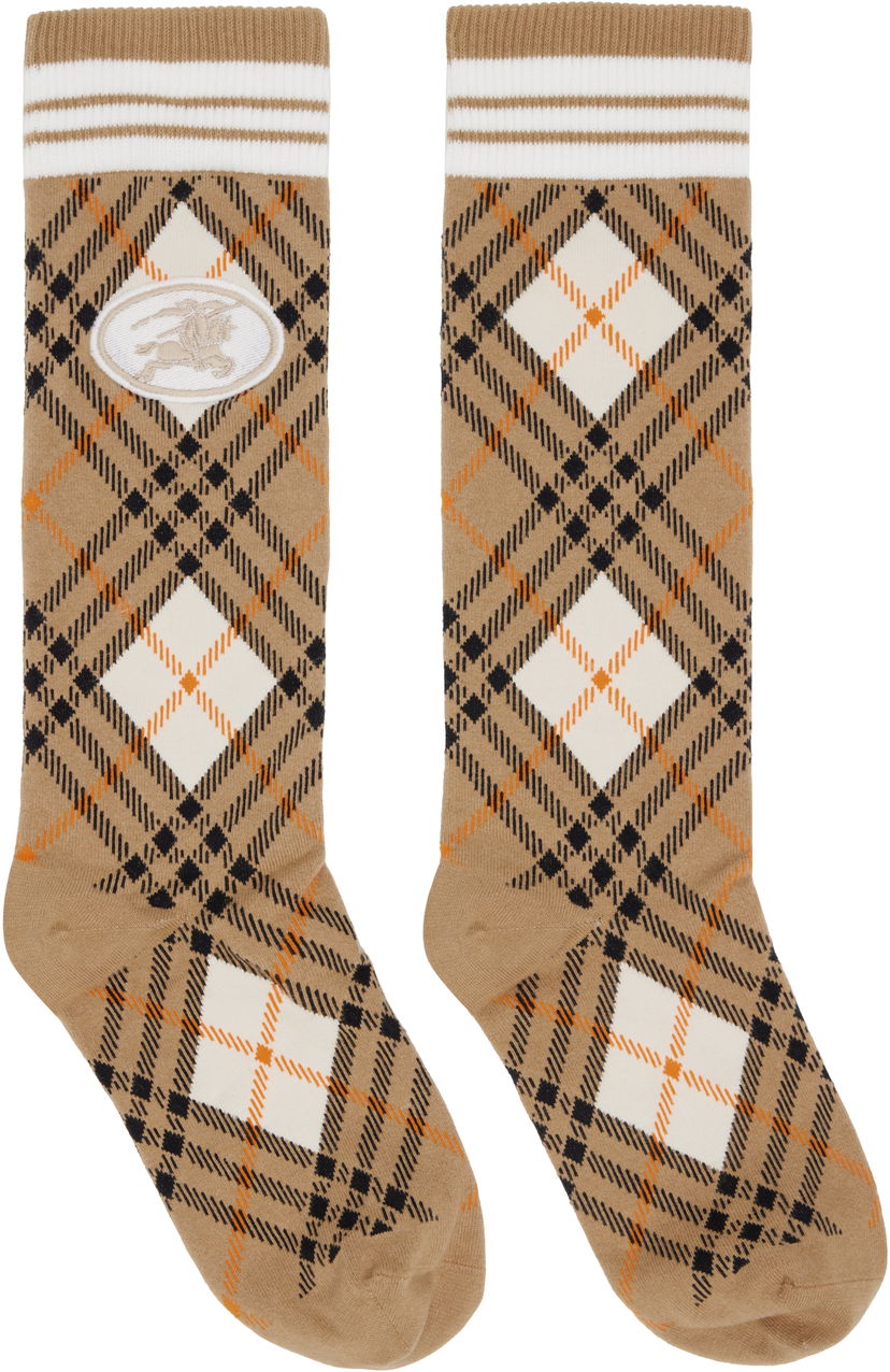 Sukat Burberry Burberry Argyle Check Stretch Cotton Blend Socks Beige | 8113535