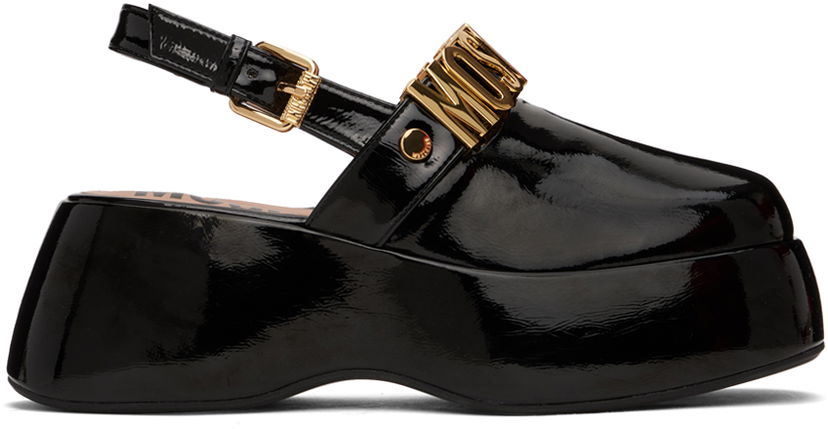 Asusteet Moschino Moschino Maxi Lettering Wedge Mules Musta | MA10307I1I MH5 000
