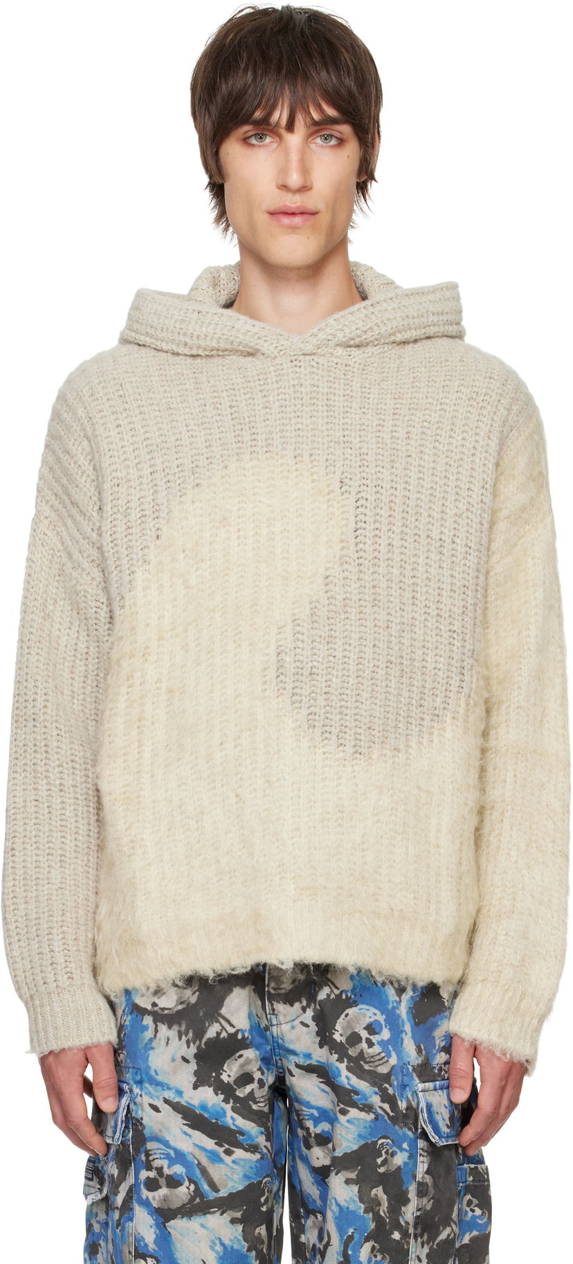 Huppari ERL Silk Swirl Hoodie Beige | ERL09N019