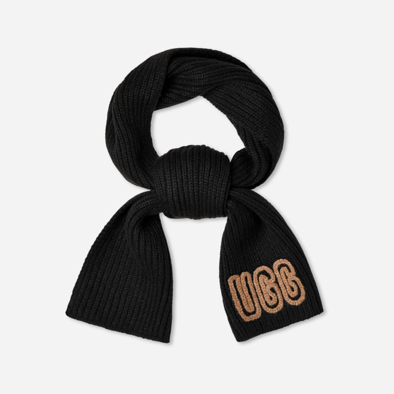 Huivi UGG Chunky Knit Ribbed Scarf Musta | 102787-BLK