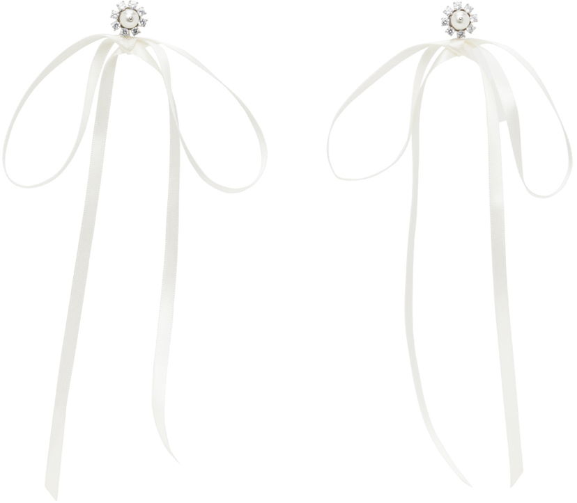 Korvakorut Simone Rocha Simone Rocha Double Ended Daisy Bow Ribbon Earrings Valkoinen | ERG497 0906