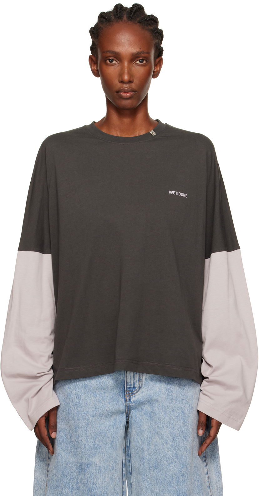 T-paita We11done Coding Long-Sleeved Layered T-shirt Monivärinen | WD-TT2-25-736-U-GY