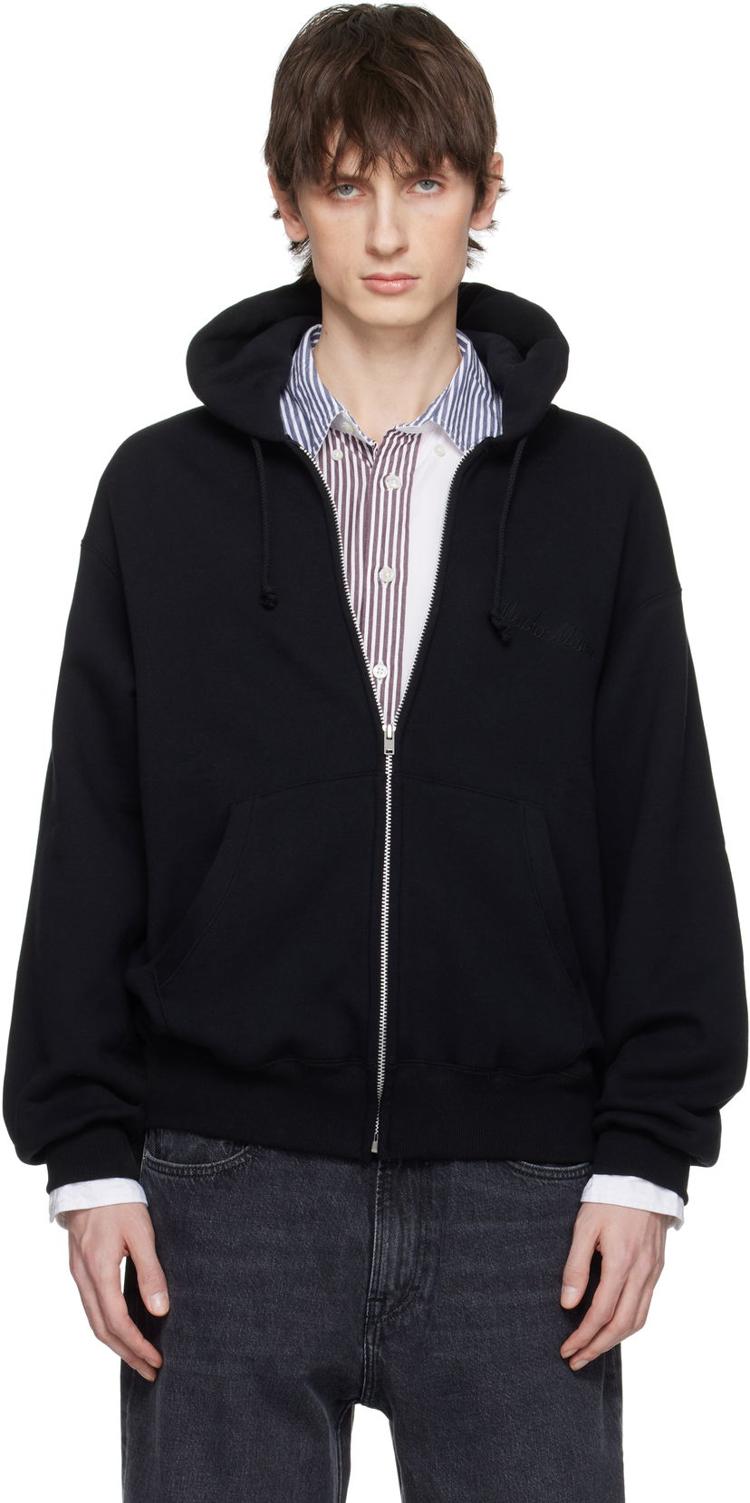 Huppari WACKO MARIA WACKO MARIA 'Fight Club' Middle Weight Full Zip Hoodie Musta | 25SS-WMC-SS20