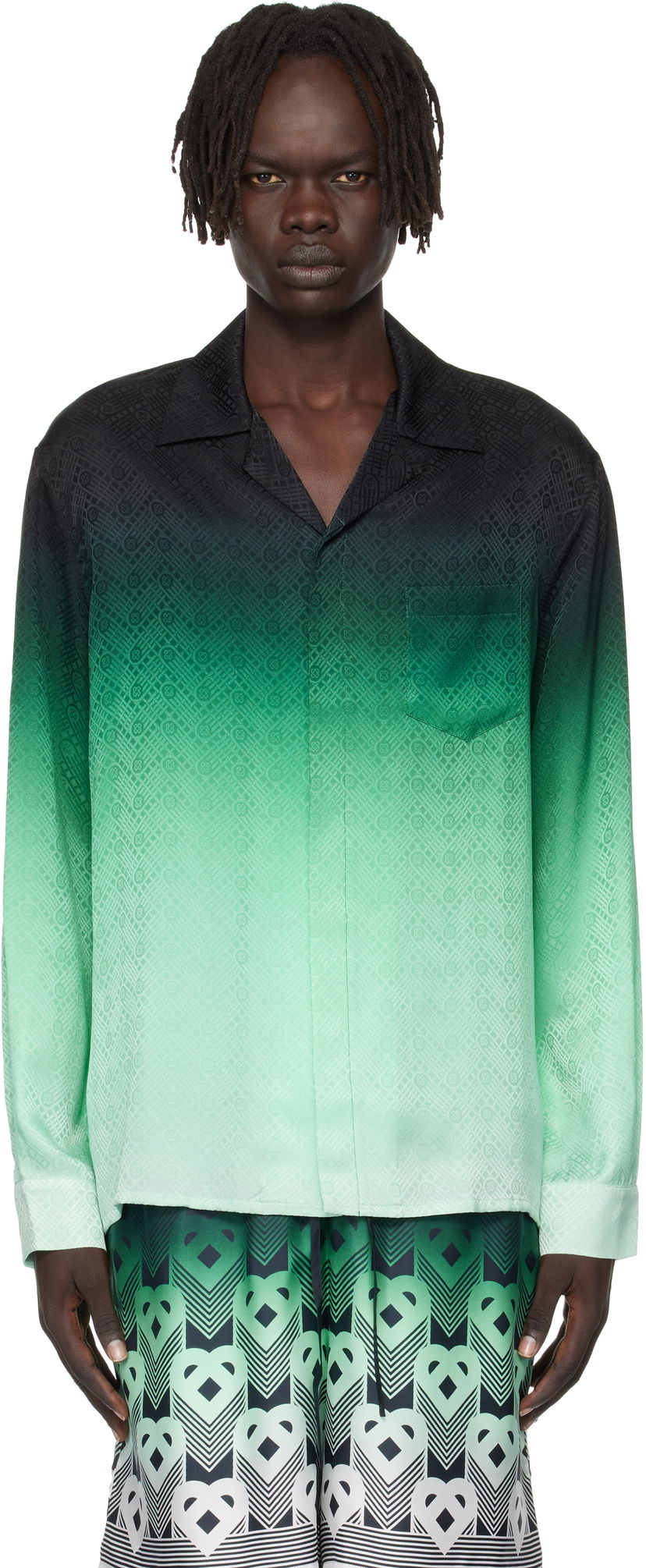 Paita Casablanca Casablanca Ping Pong Silk Long Sleeve Shirt Vihreä | U-MPF25-SH-006-03