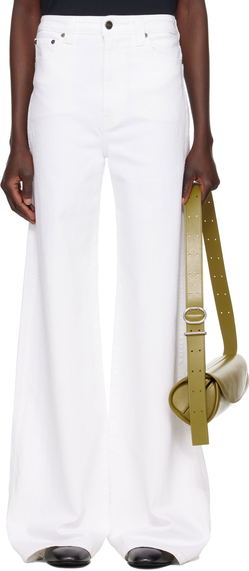 Jeans Khaite Dane High-Waisted Wide-Leg Flared Stretch Jeans Valkoinen | 1170902100