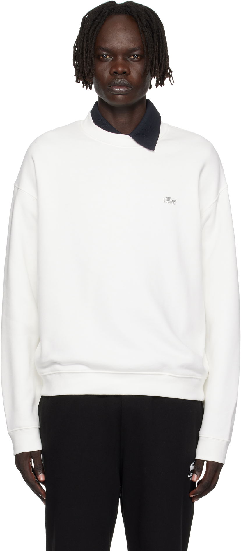 Huppari Lacoste Loose Fit Heavy Fleece Sweatshirt Valkoinen | SH7745_70V