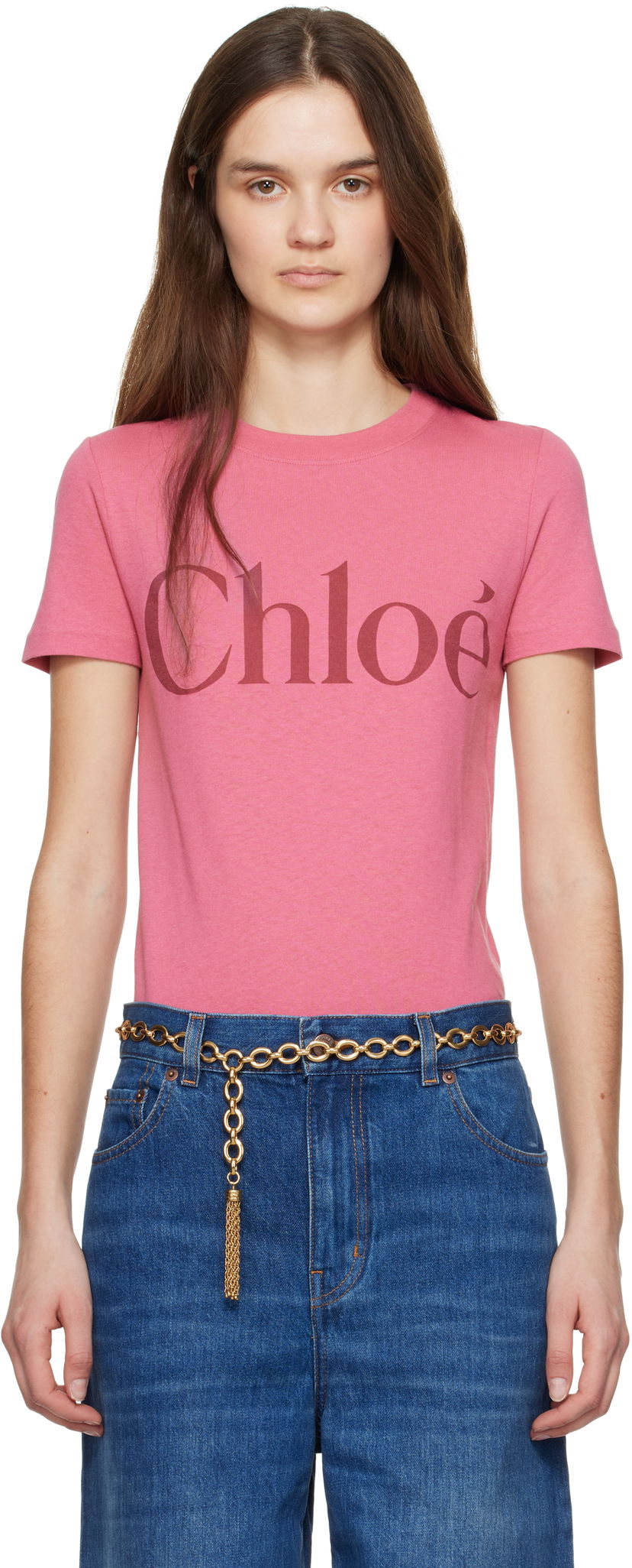 T-paita CHLOÉ Chloé Baby Fit Logo T-Shirt Vaaleanpunainen | CH25SJH08192