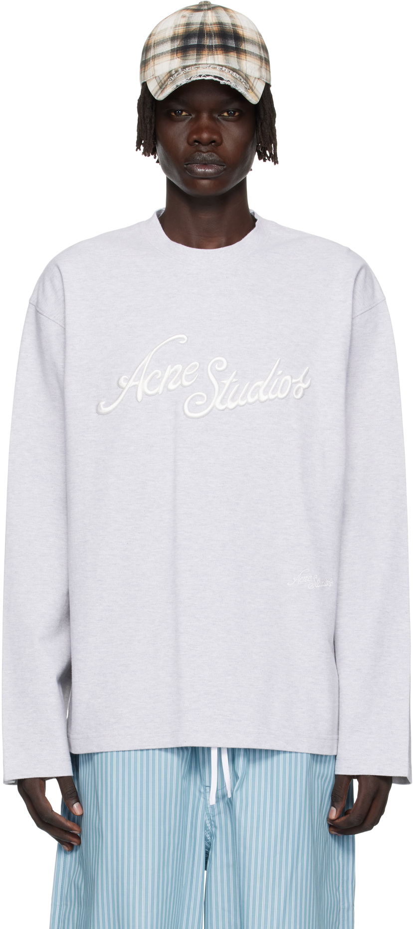 T-paita Acne Studios Acne Studios Embroidered-Logo T-Shirt Harmaa | CL0369-