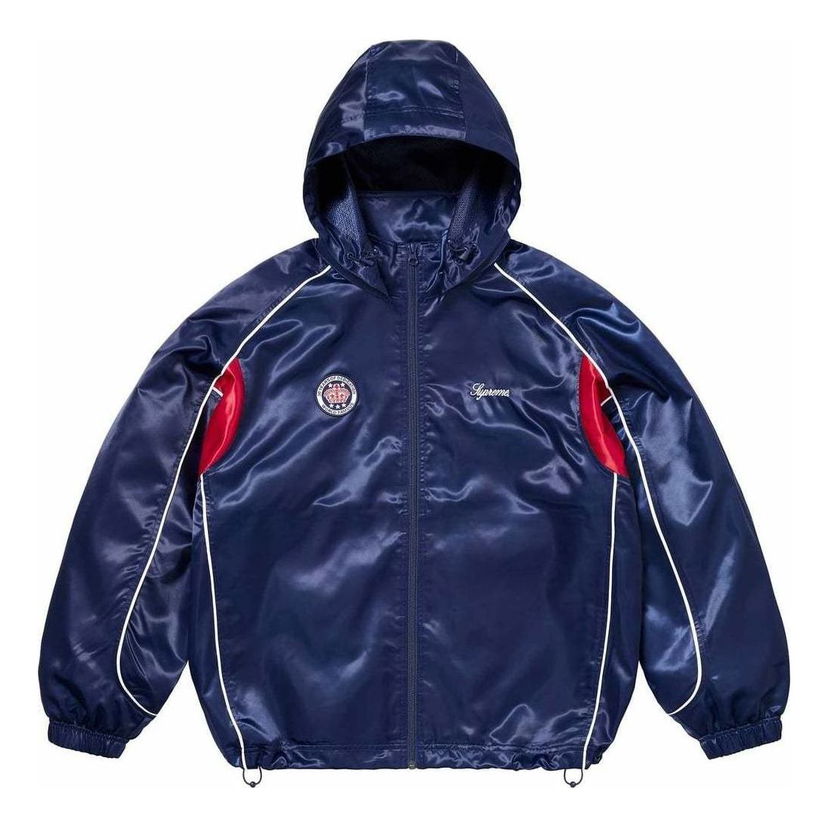 Tuulitakki Supreme Satin Hooded Track Jacket Sininen | SUP-SS24-022