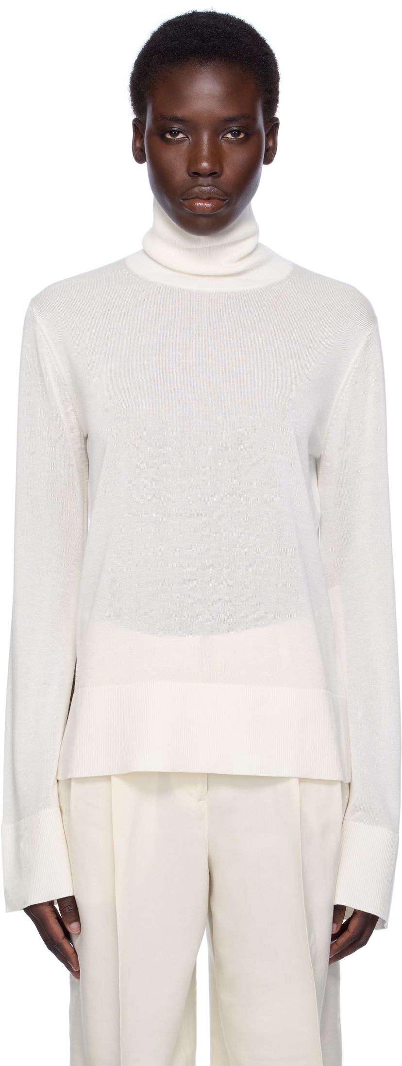 Villapaita TOTEME TOTEME Slit Sleeve Turtleneck Valkoinen | 253-WRT0535-YA0079