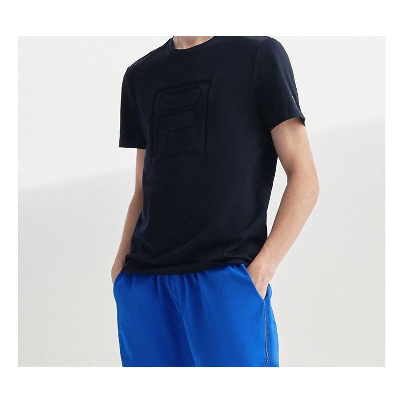 T-paita FILA Men's Embroidered Logo T-Shirt Tummansininen | F11M028159F-NV