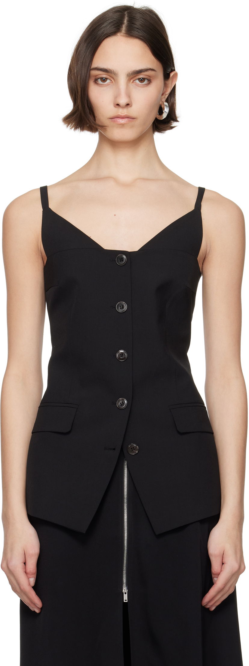 Liivi Nanushka Nanushka Cinda Sleeveless Button-Up Top Musta | NW25SSTP25299