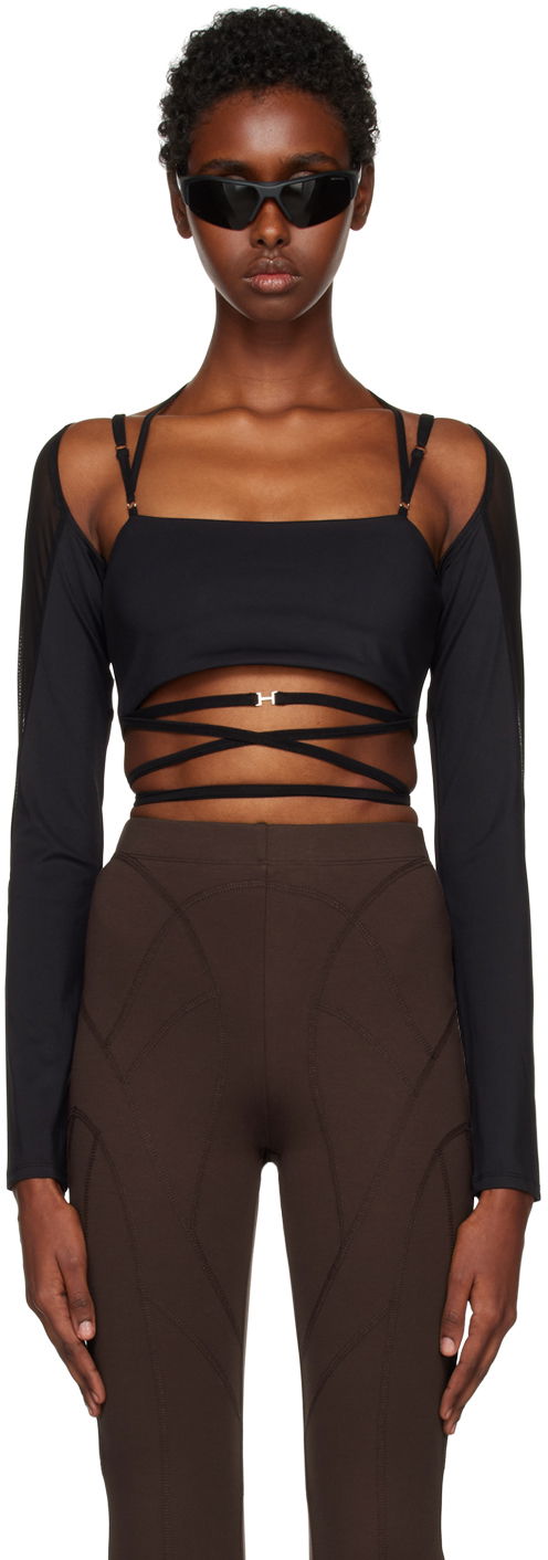 Tankkitoppi HELIOT EMIL Alike Long Sleeve Wrap Top Musta | AW22_W_13_030_M08_BLK01