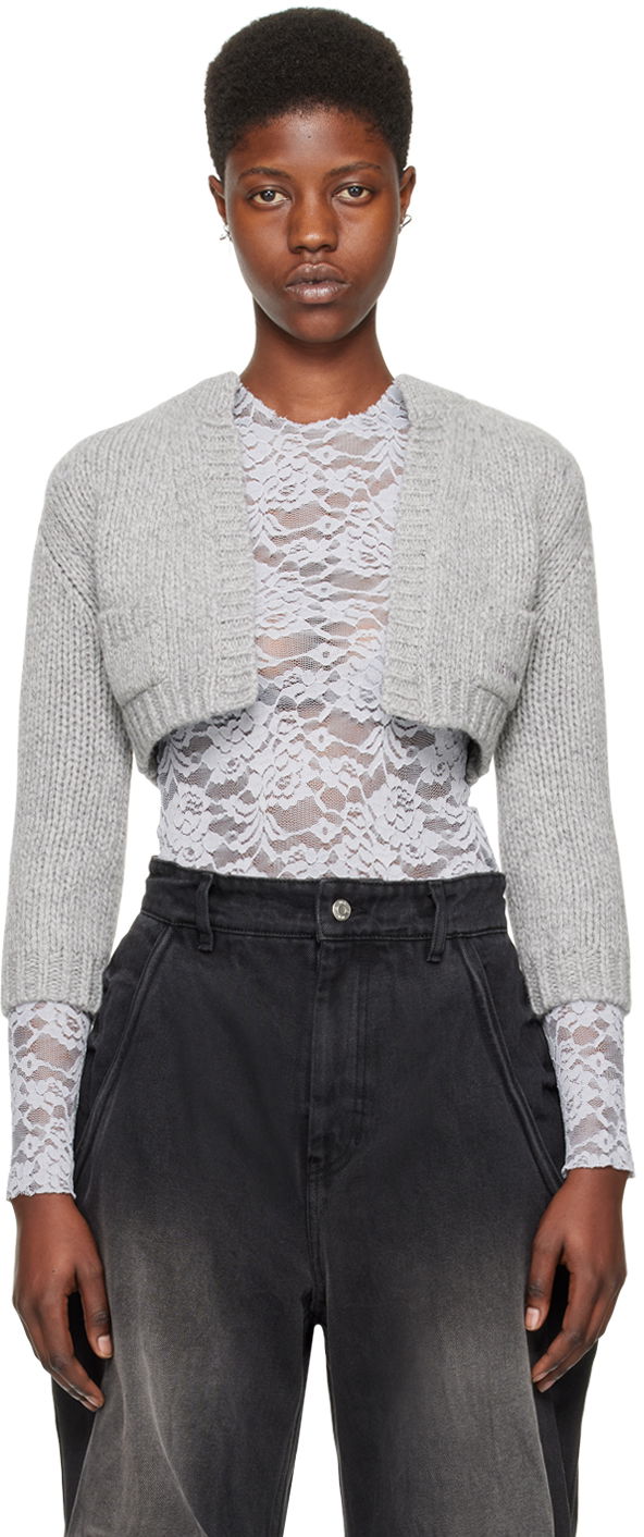 Villapaita We11done Cropped Cardigan Harmaa | WD-KC0-24-645-W-GY