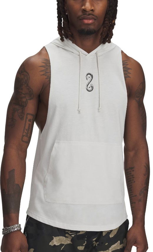 Tankkitoppi Under Armour Project Rock Snake Sleeveless Hoodie Valkoinen | 1389987-114