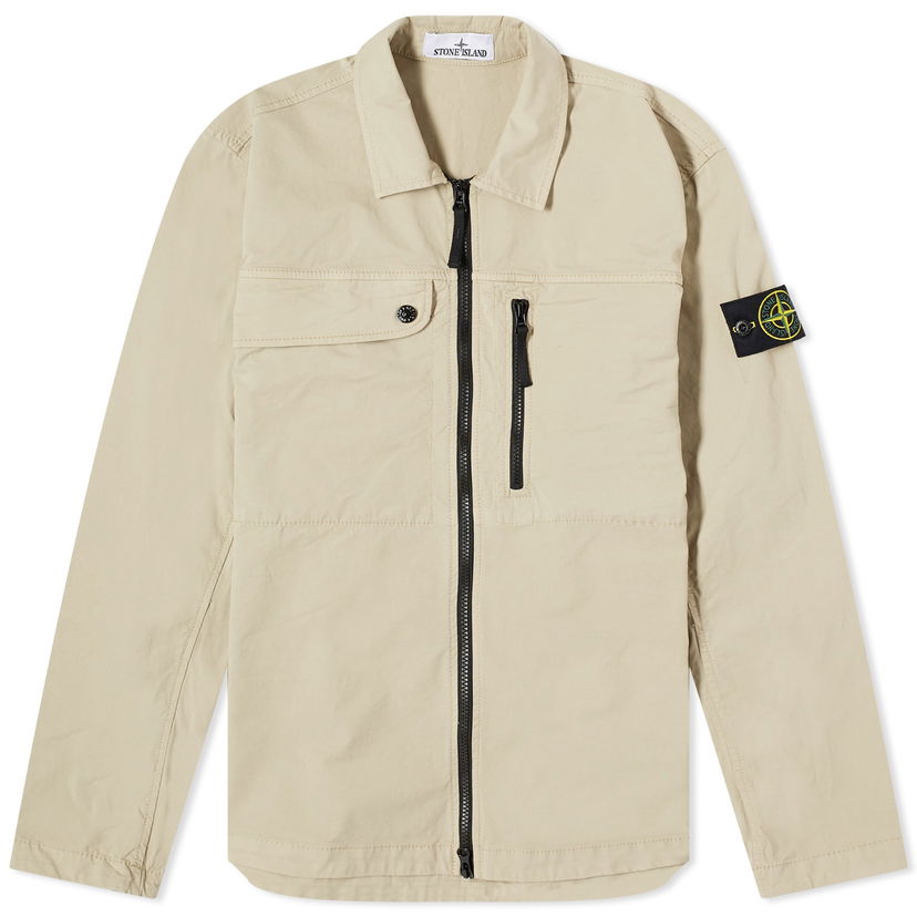 Takki Stone Island Supima Cotton Twill Stretch-TC Zip Shirt Jacket Beige | 801510210-V0095