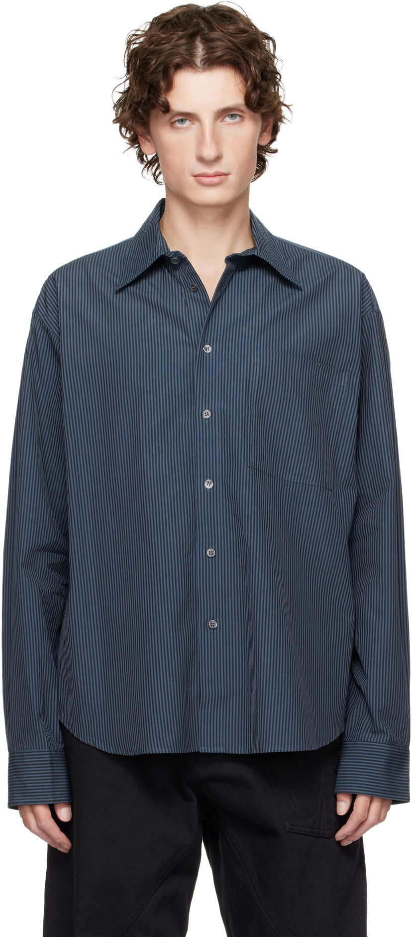 Paita JW Anderson Vertical Striped Long Sleeve Shirt Sininen | SH0370-PG1414