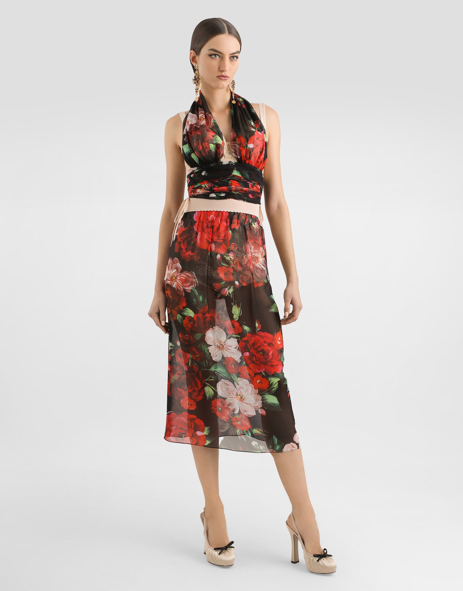 Hame Dolce & Gabbana Dolce & Gabbana Rose-Print Chiffon Midi Skirt Monivärinen | F4BBOTIS1Y6HN5PD, 1