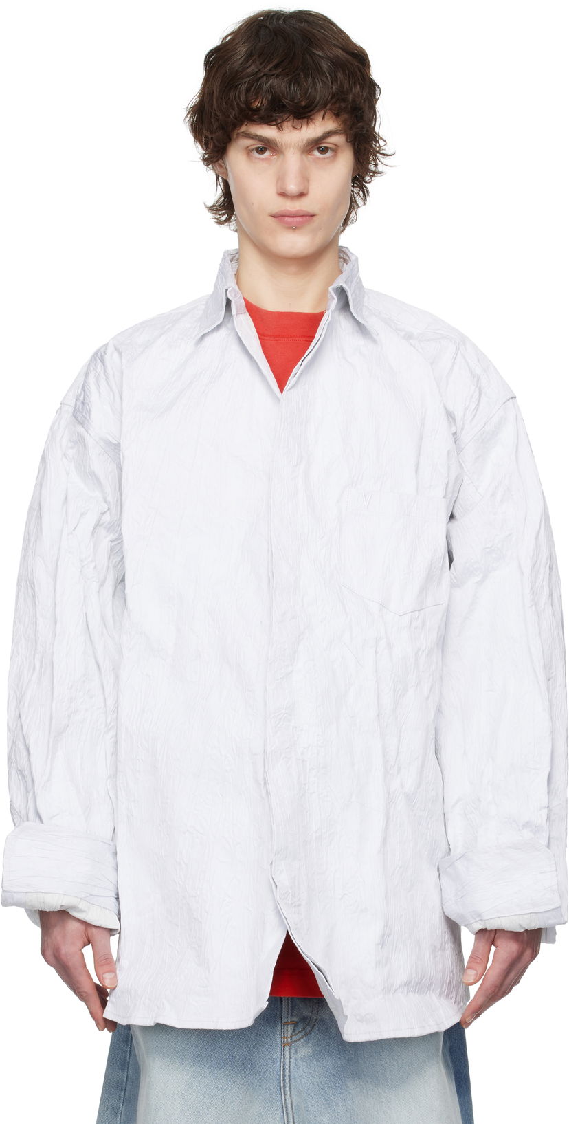 Paita VETEMENTS Vetements Runway Metalized Wrinkled Shirt Valkoinen | UA66SH110W
