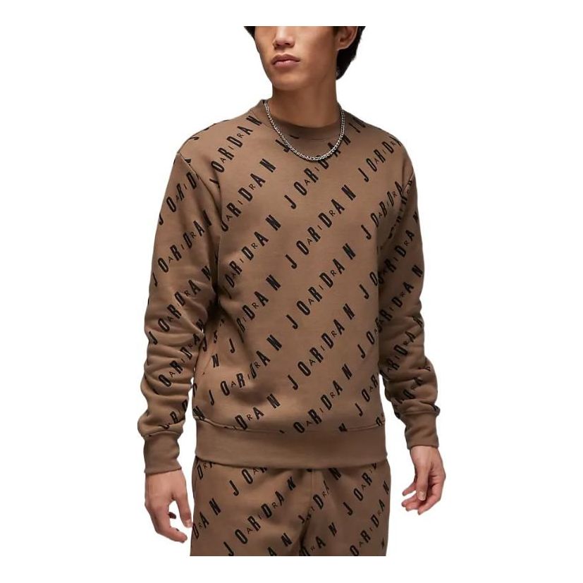 Villapaita Jordan Fleece Sweatshirt With All-Over Logo Print Ruskea | DX9174-274
