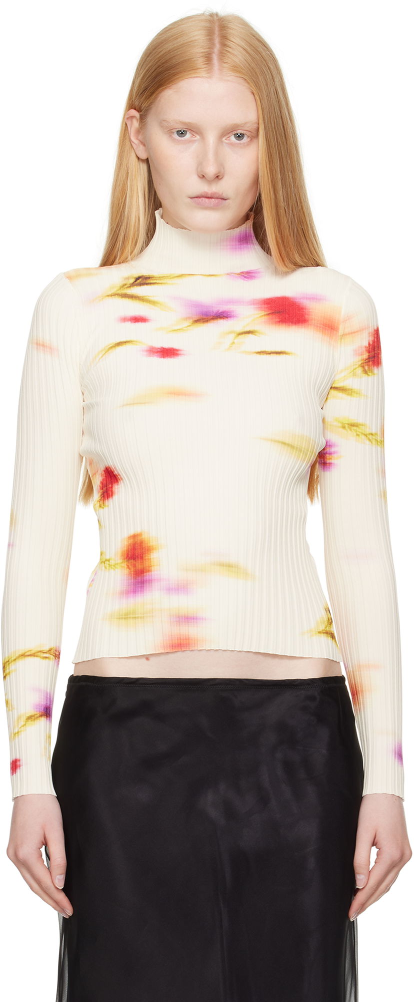 Villapaita FERRAGAMO Ferragamo Blossom Print Turtleneck Top Valkoinen | 781156