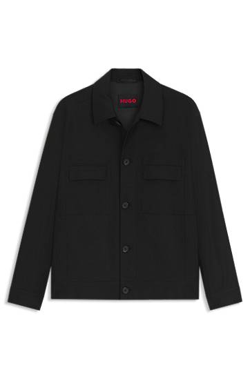 Takki BOSS Slim-Fit Wool-Blend Twill Jacket Musta | 50547219