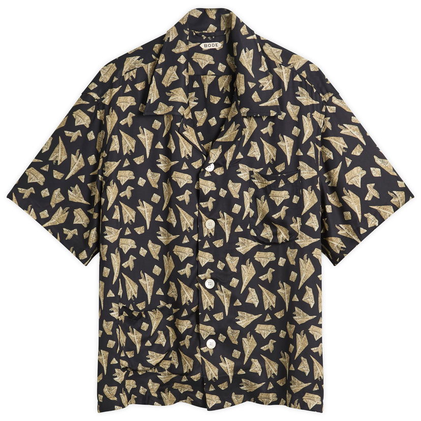 Paita Bode Paper Hat Short Sleeve Shirt Musta | MRF25SH012