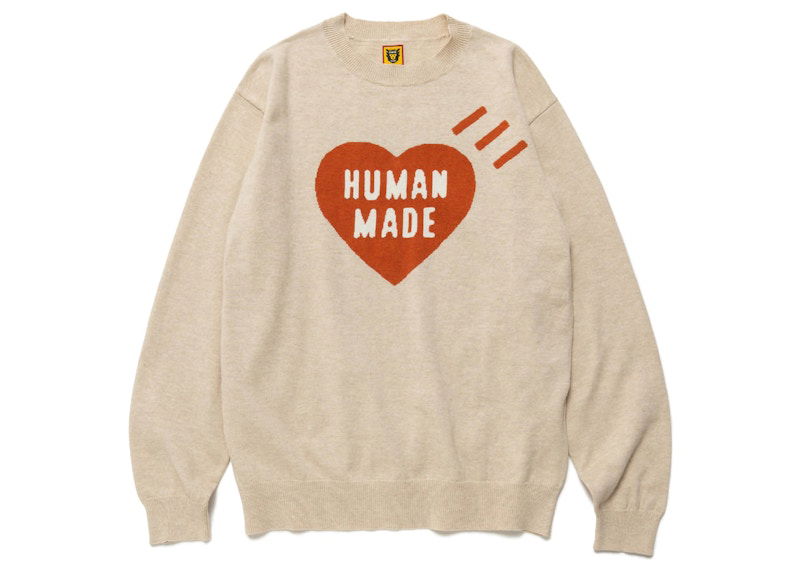 Villapaita Human Made Heart Long Sleeve Knit Sweater Beige | HM24CS032