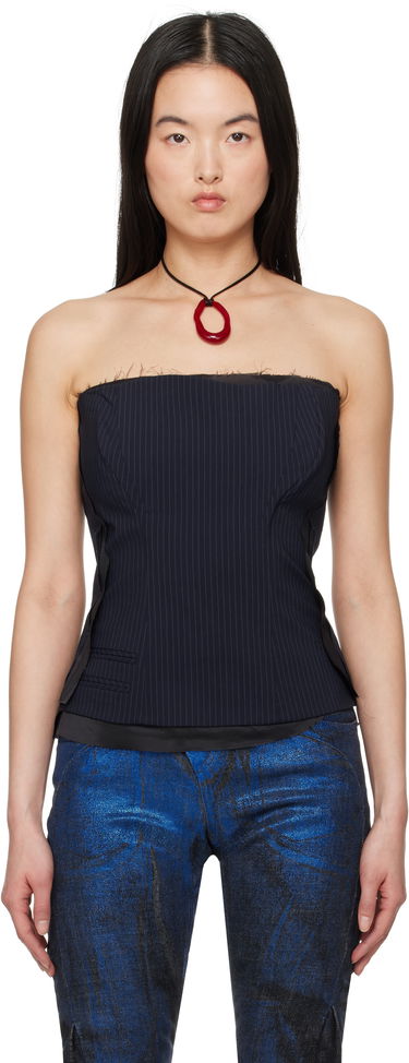 Crop top Ottolinger Ottolinger Pinstripe Corsage Top Musta | 12310302301, 0