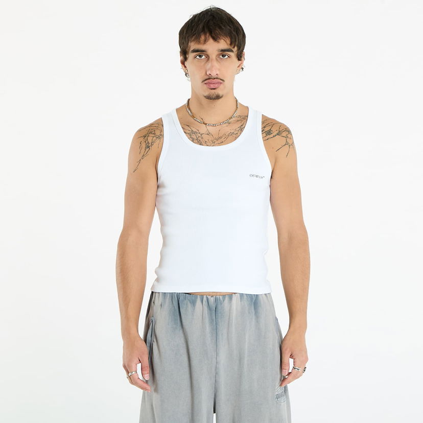Tankkitoppi Off-White Off-White Bookish Rib Tank Top Valkoinen | OMUY006C99JER0020110
