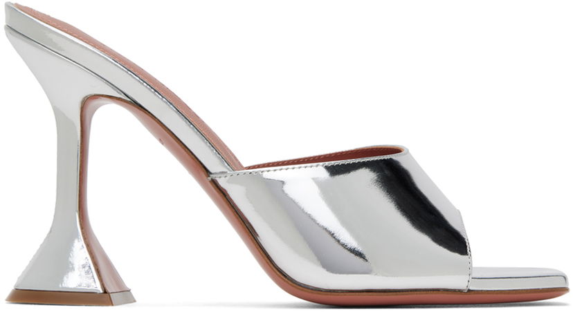 Asusteet Amina Muaddi Amina Muaddi Lupita Slipper Heeled Sandals Metallinen | LUPITA SLIPPER CL MIRROR