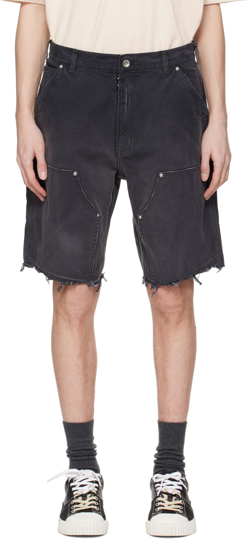 Shortsit Maison Margiela Maison Margiela Stud Denim Shorts Musta | S50MU0082 M35255