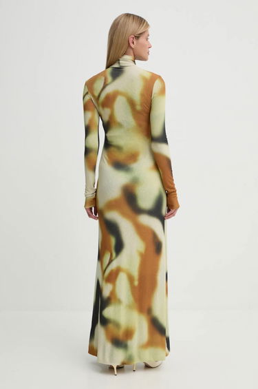 Mekko Nanushka Maxi Abstract Print Turtleneck Dress Beige | NW24FWDR32976, 2
