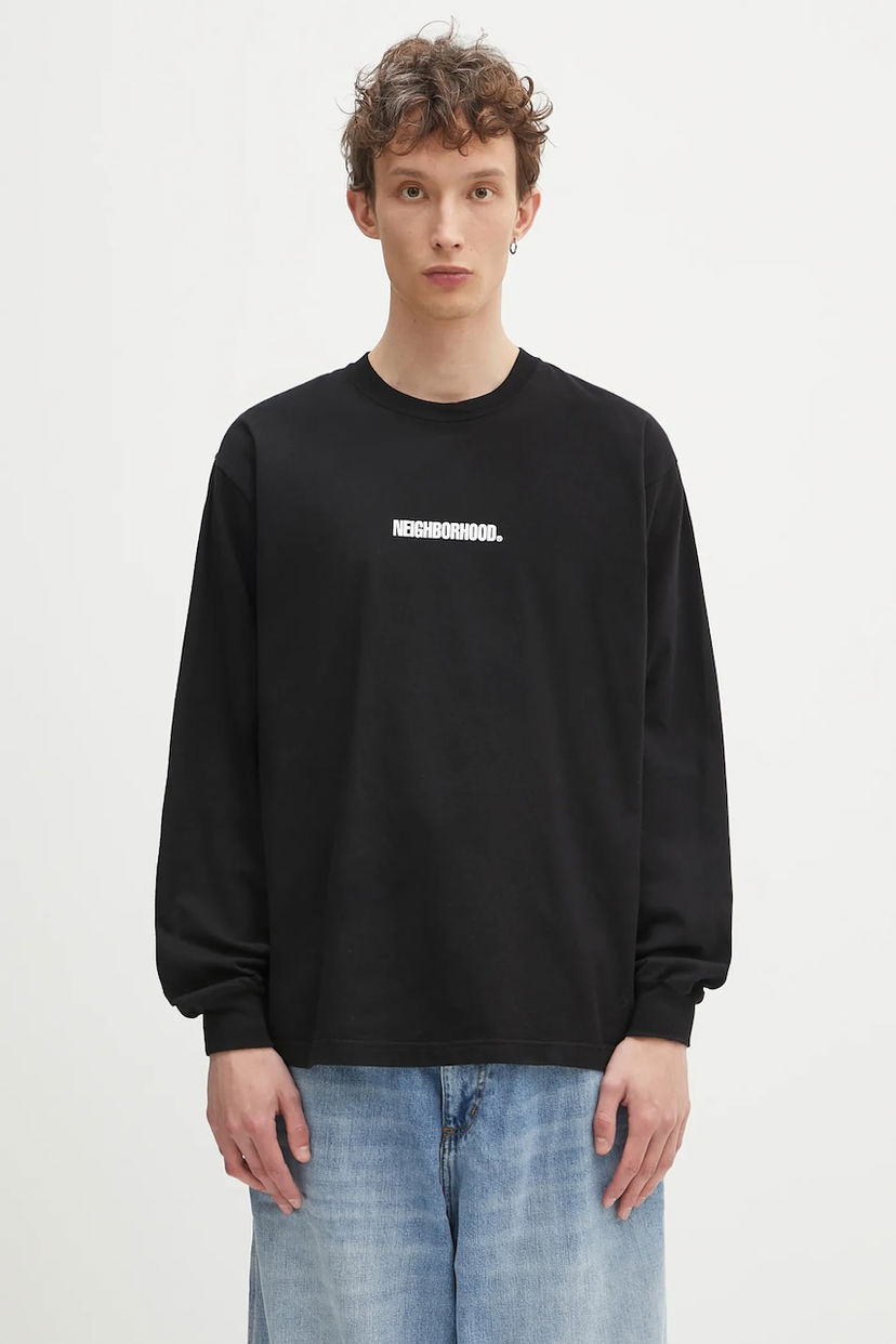 T-paita Neighborhood NEIGHBORHOOD NH. Tee LS-3 Long Sleeve T-Shirt Musta | 242PCNH.LT03