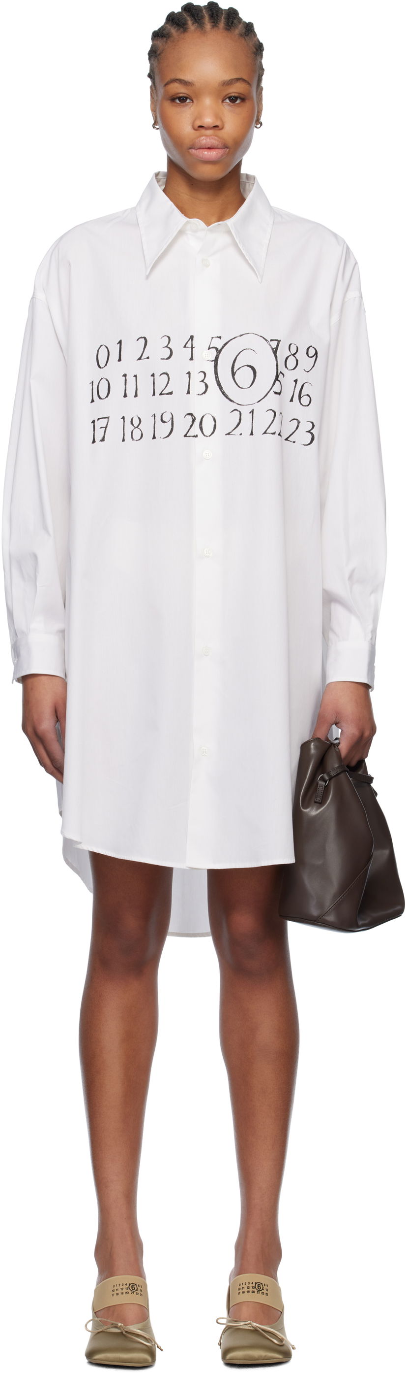 Paita Maison Margiela MM6 Maison Margiela Logo Poplin Shirt Minidress Valkoinen | S52CT0787 M35152